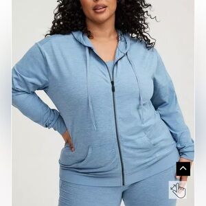 Super Soft Performance Jersey Full Zip Active Hood - EUC TORRID